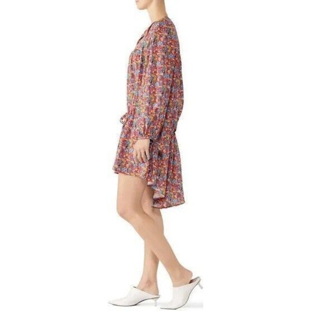 Perseverance London Dress Womens Small Red Floral Boho Cottage Core Tie Gathered - Picture 3 of 13